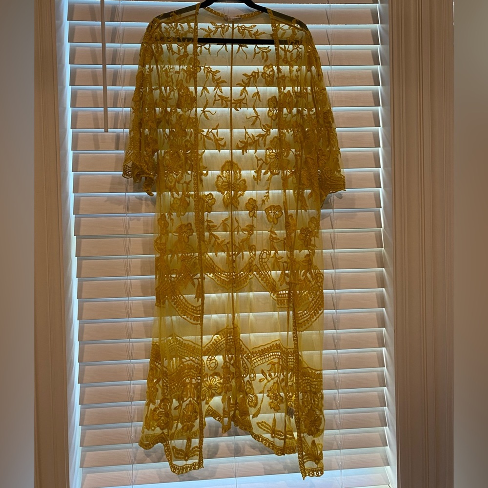 Altar’d State lace coverup, golden yellow.